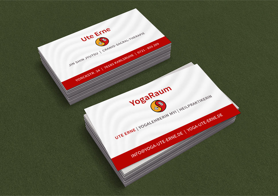 Visitenkarten für Ute Erne, Yogalehrerin MYI