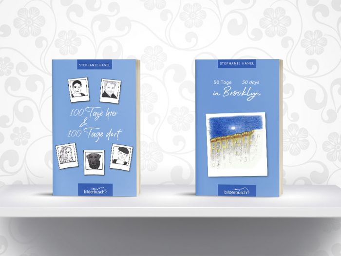 Cover der beiden Tagebuchromane von Stephanie Hanel || Gestaltung Cover und Layout Buchblock KERNgeschäft Christine Kern